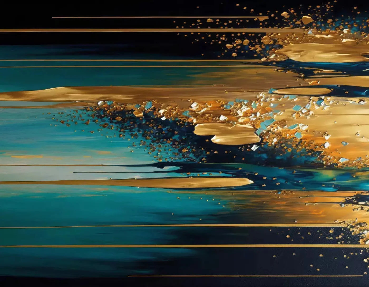 Abstract In Gold And Teal H 8X6 Fleece ( 96 X 72 Inch ) Backdrop