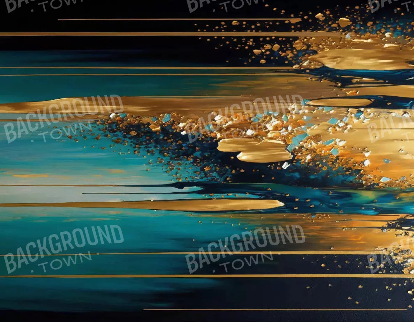 Abstract In Gold And Teal H 8X6 Fleece ( 96 X 72 Inch ) Backdrop