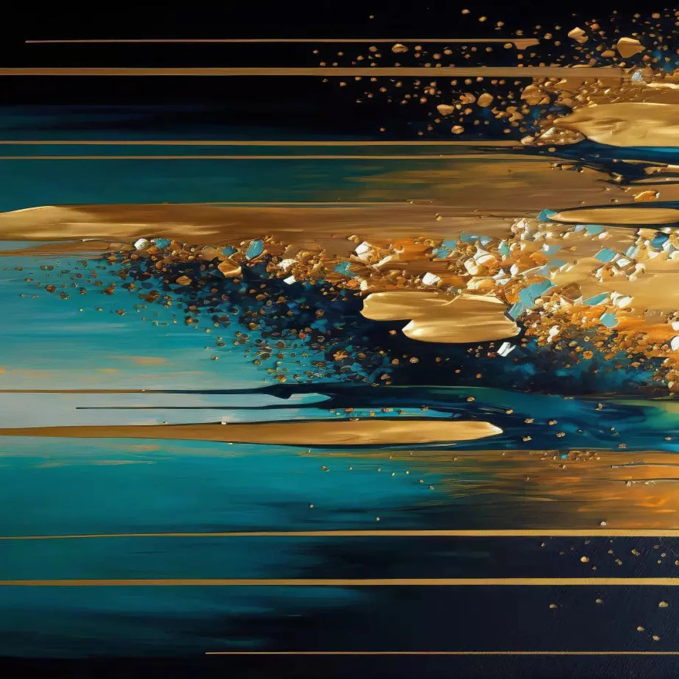 Abstract In Gold And Teal H 8X8 Fleece ( 96 X Inch ) Backdrop