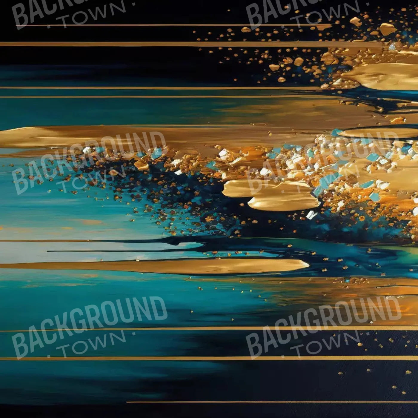 Abstract In Gold And Teal H 8X8 Fleece ( 96 X Inch ) Backdrop