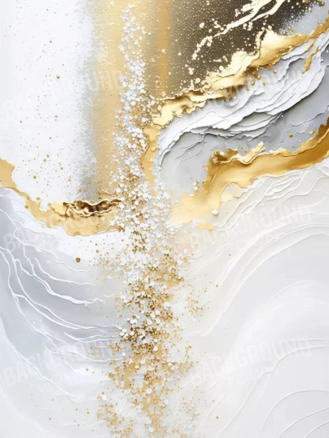 Abstract In Gold And White 5X68 Fleece ( 60 X 80 Inch ) Backdrop