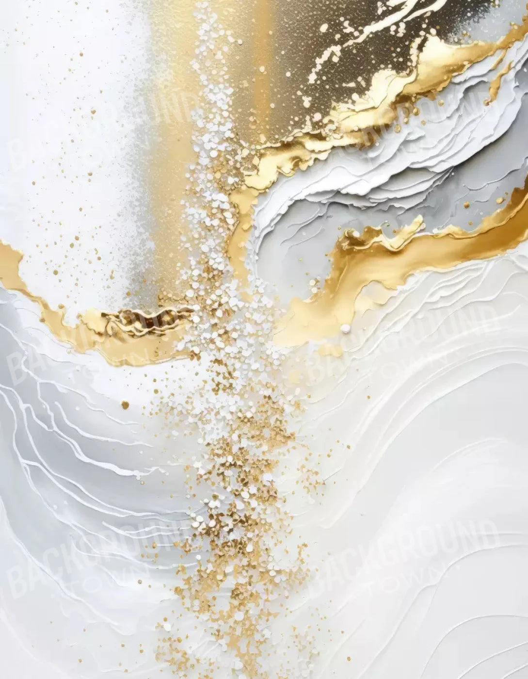 Abstract In Gold And White 6X8 Fleece ( 72 X 96 Inch ) Backdrop