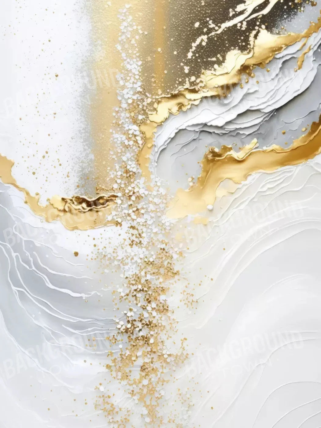 Abstract In Gold And White 8X10 Fleece ( 96 X 120 Inch ) Backdrop