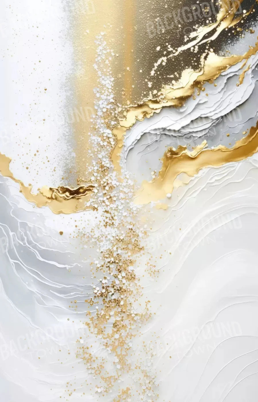 Abstract In Gold And White 8X12 Ultracloth ( 96 X 144 Inch ) Backdrop