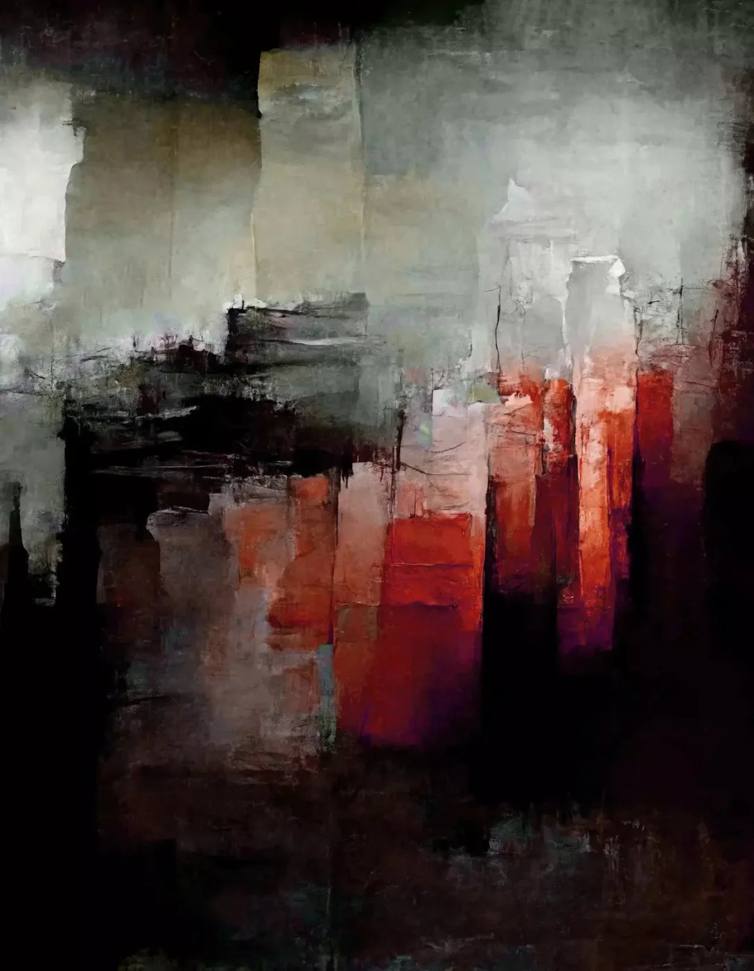 Abstract In Red 6X8 Fleece ( 72 X 96 Inch ) Backdrop