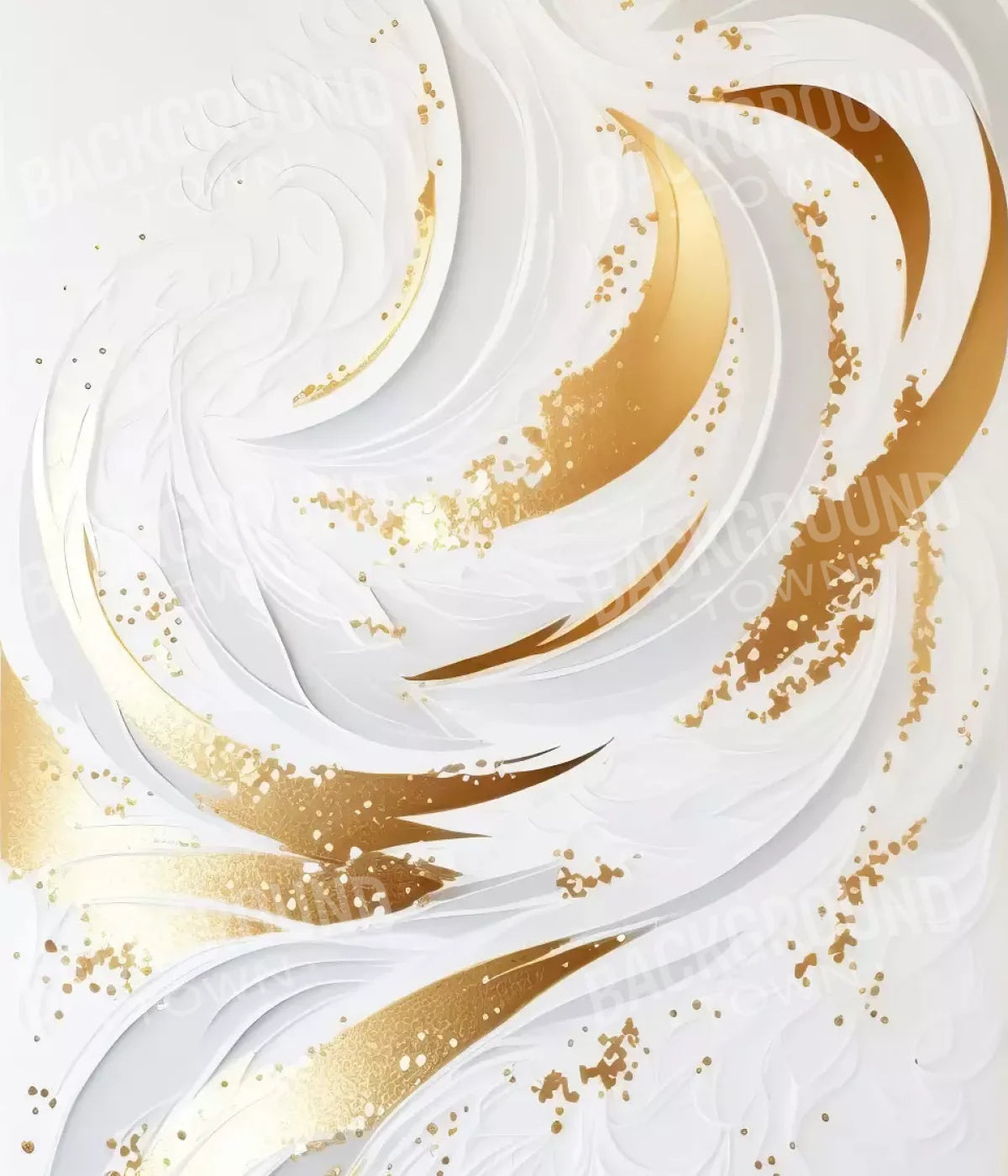 Abstract Swirl In White And Gold 10X12 Ultracloth ( 120 X 144 Inch ) Backdrop