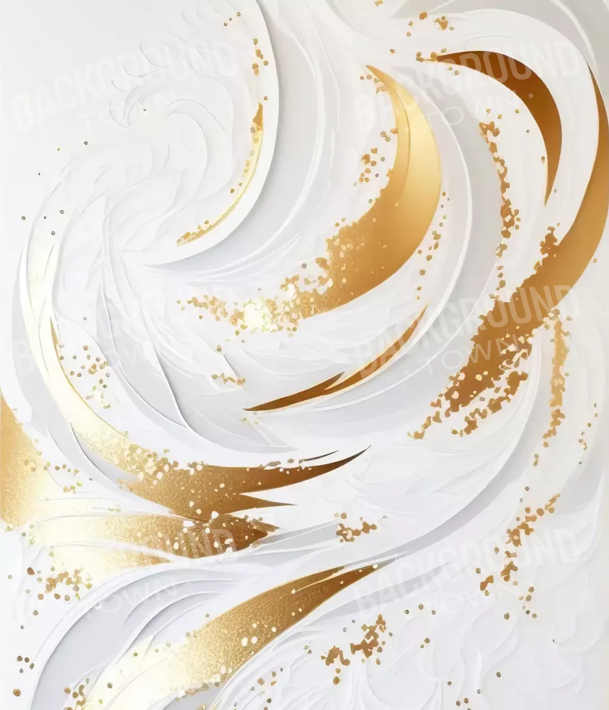 Abstract Swirl In White And Gold 10X12 Ultracloth ( 120 X 144 Inch ) Backdrop