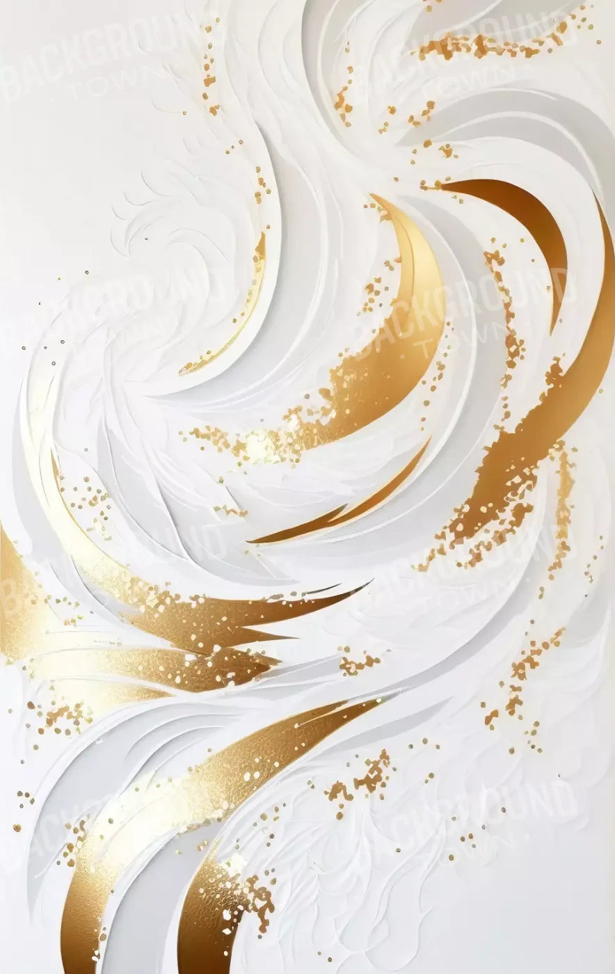 Abstract Swirl In White And Gold 10X16 Ultracloth ( 120 X 192 Inch ) Backdrop