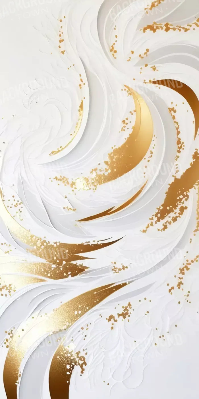 Abstract Swirl In White And Gold 10X20 Ultracloth ( 120 X 240 Inch ) Backdrop