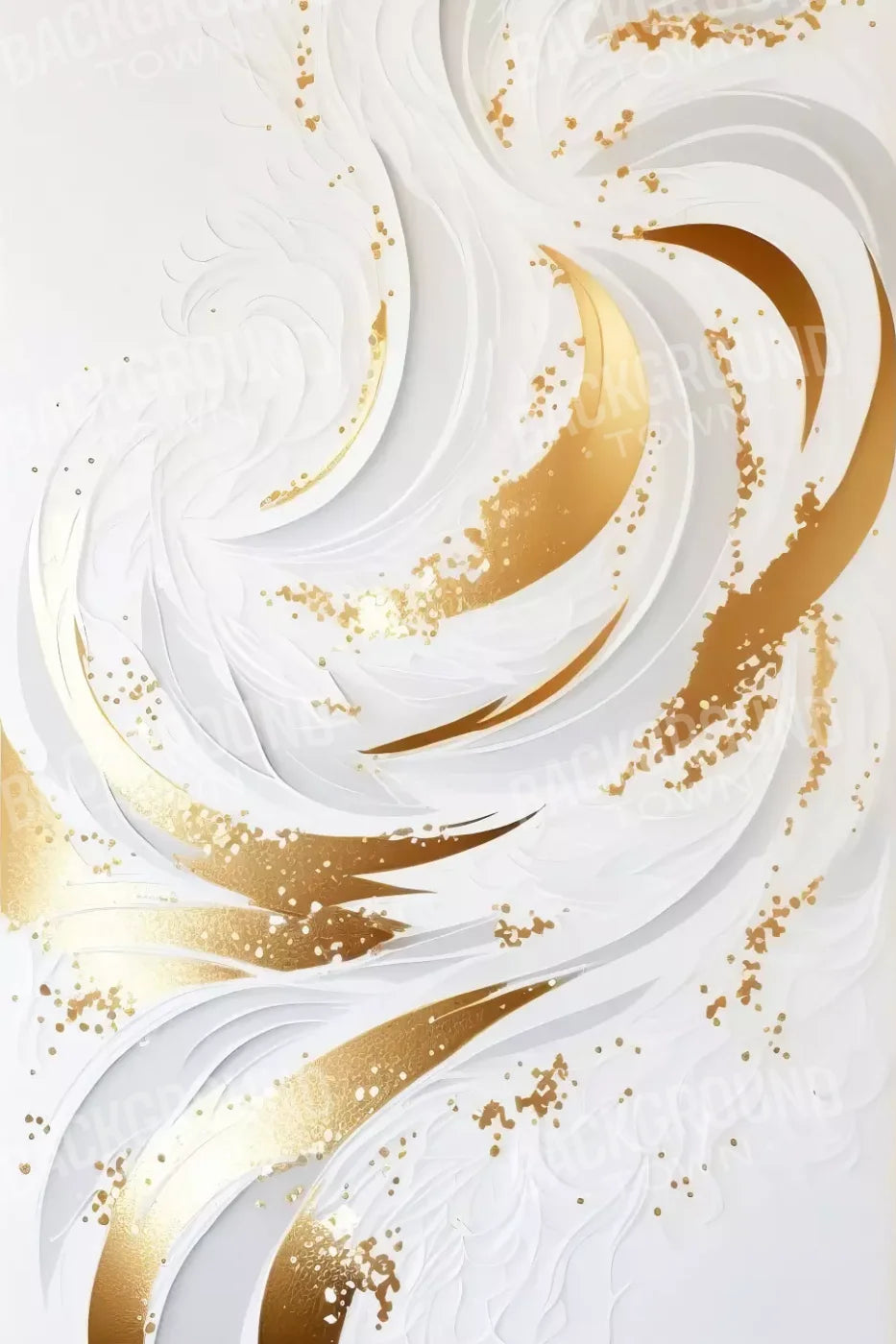Abstract Swirl In White And Gold 5X8 Ultracloth ( 60 X 96 Inch ) Backdrop