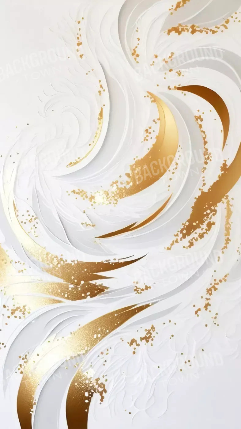 Abstract Swirl In White And Gold 8X14 Ultracloth ( 96 X 168 Inch ) Backdrop