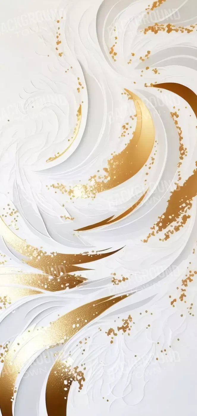 Abstract Swirl In White And Gold 8X16 Ultracloth ( 96 X 192 Inch ) Backdrop
