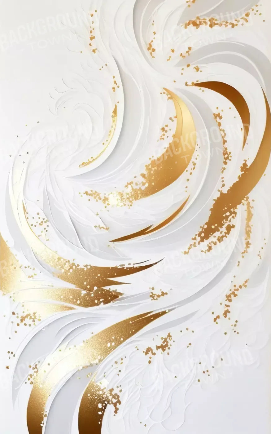 Abstract Swirl In White And Gold 9X14 Ultracloth ( 108 X 168 Inch ) Backdrop