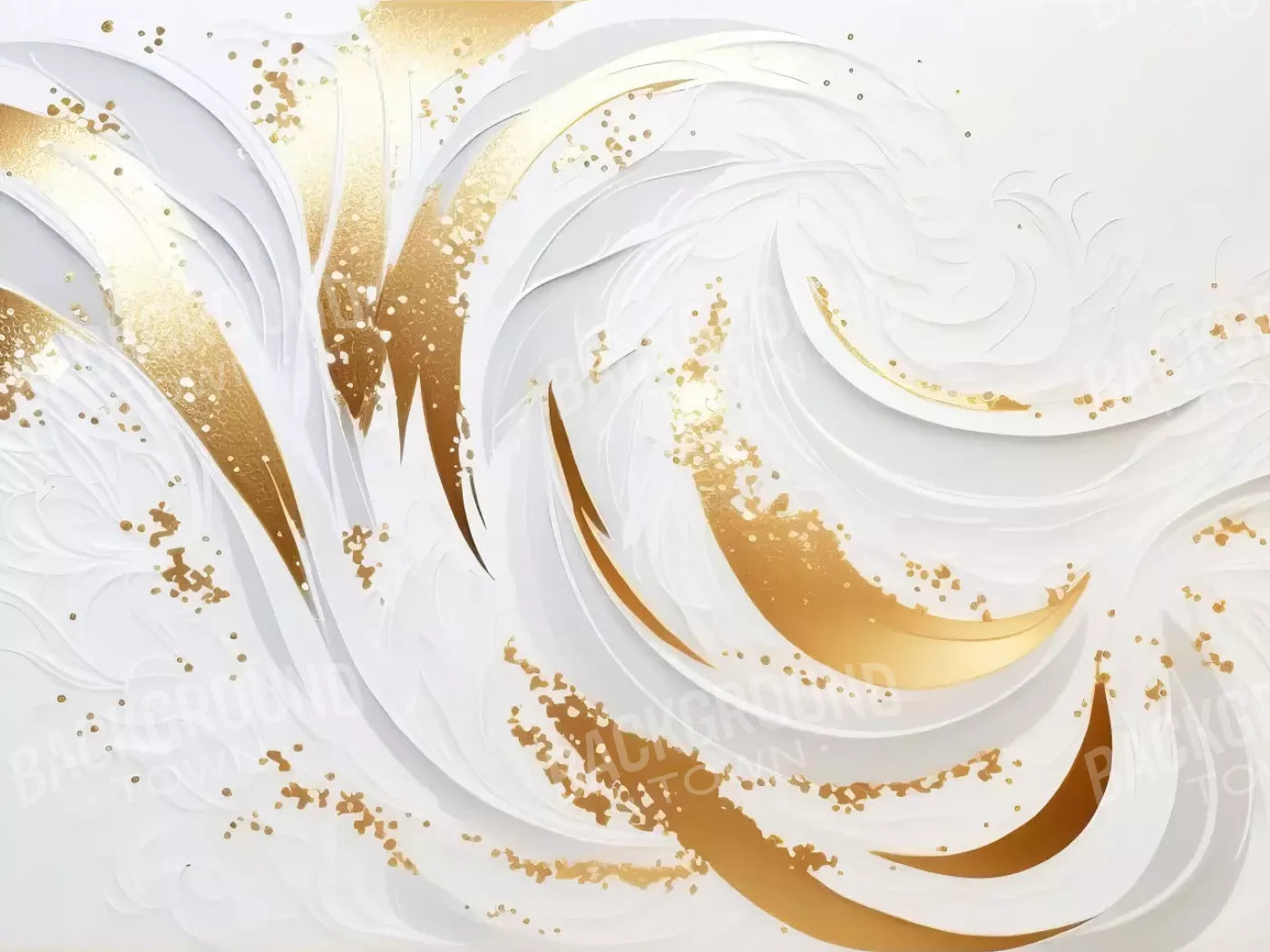 Abstract Swirl In White And Gold H 10X8 Fleece ( 120 X 96 Inch ) Backdrop