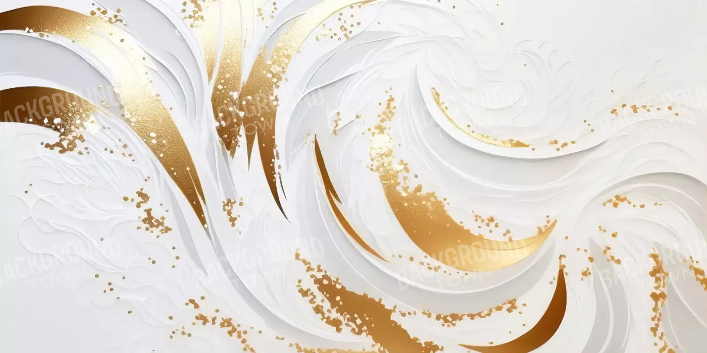 Abstract Swirl In White And Gold H 20X10 Ultracloth ( 240 X 120 Inch ) Backdrop