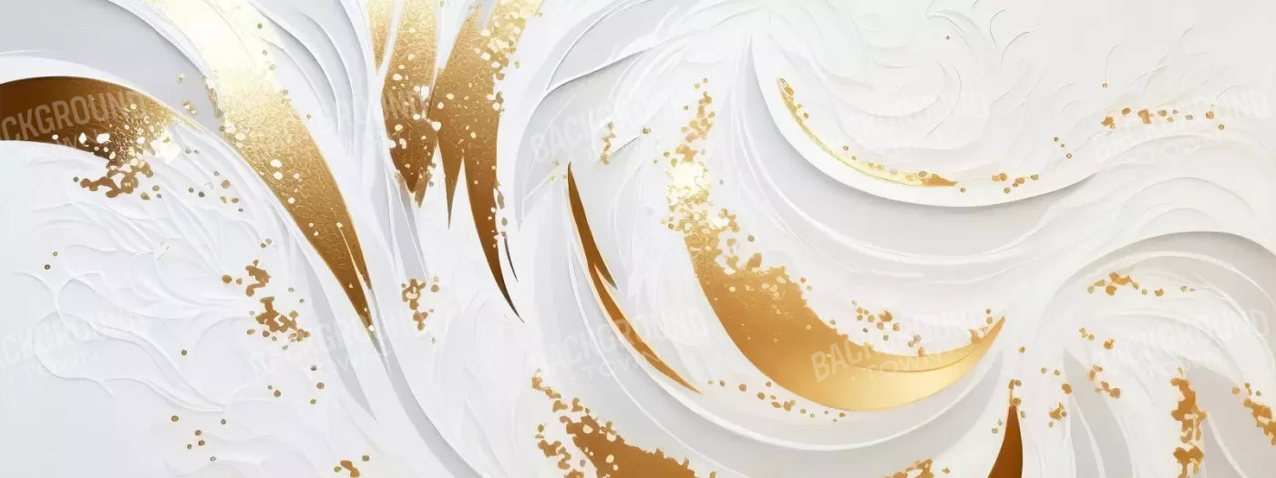 Abstract Swirl In White And Gold H 20X8 Ultracloth ( 240 X 96 Inch ) Backdrop