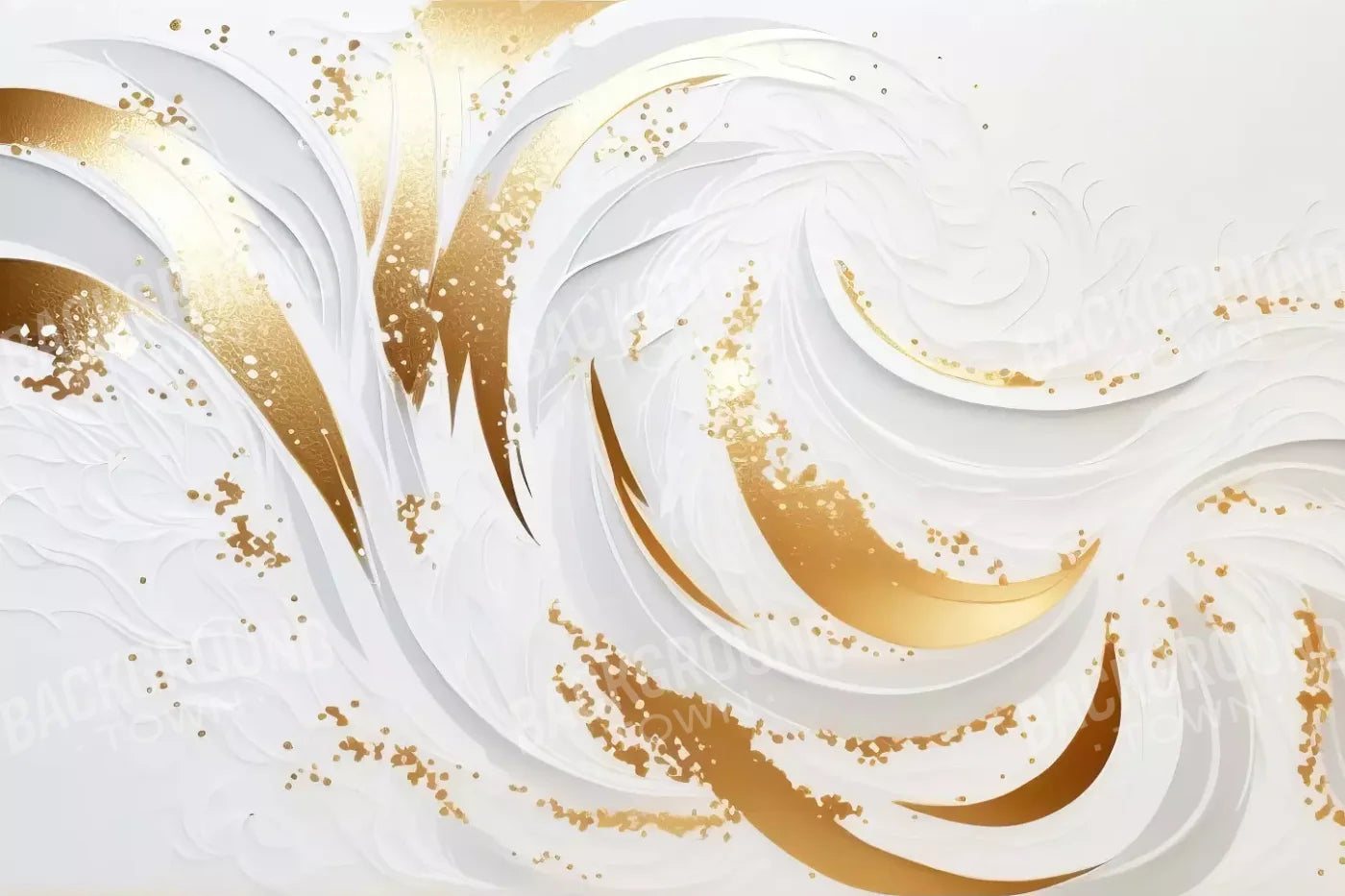 Abstract Swirl In White And Gold H 8X5 Ultracloth ( 96 X 60 Inch ) Backdrop