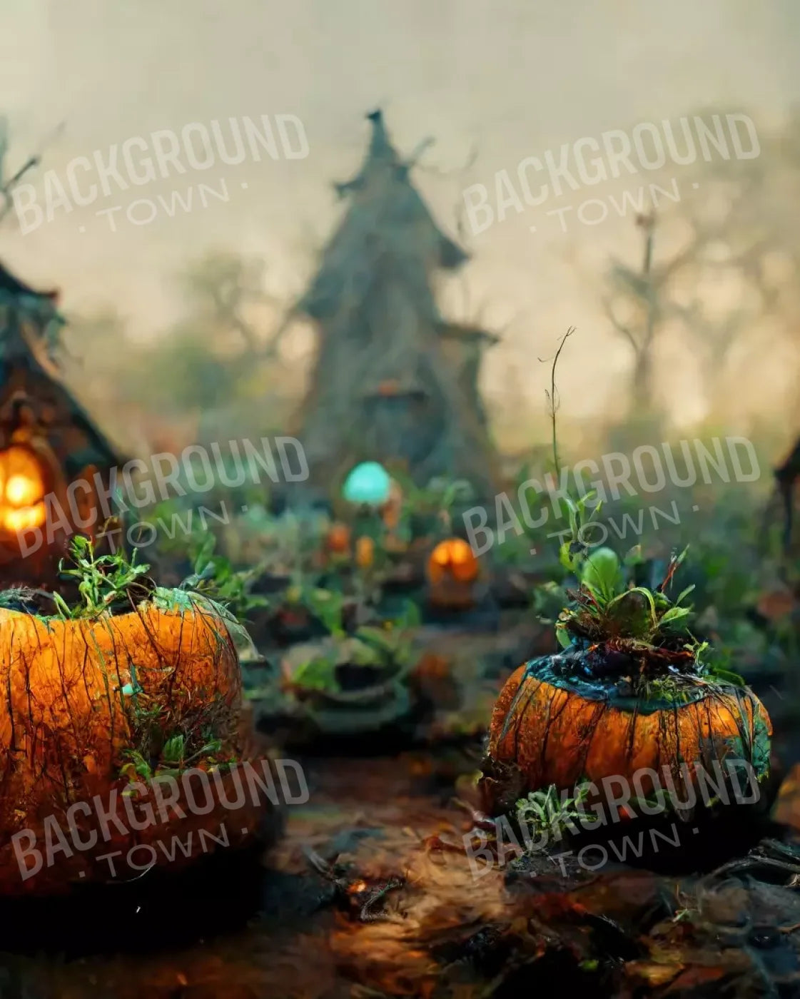 After Hallows Eve Village I 8’X10’ Fleece (96 X 120 Inch) Backdrop