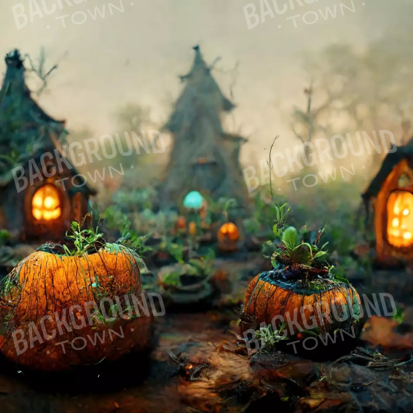 After Hallows Eve Village I 8’X8’ Fleece (96 X Inch) Backdrop