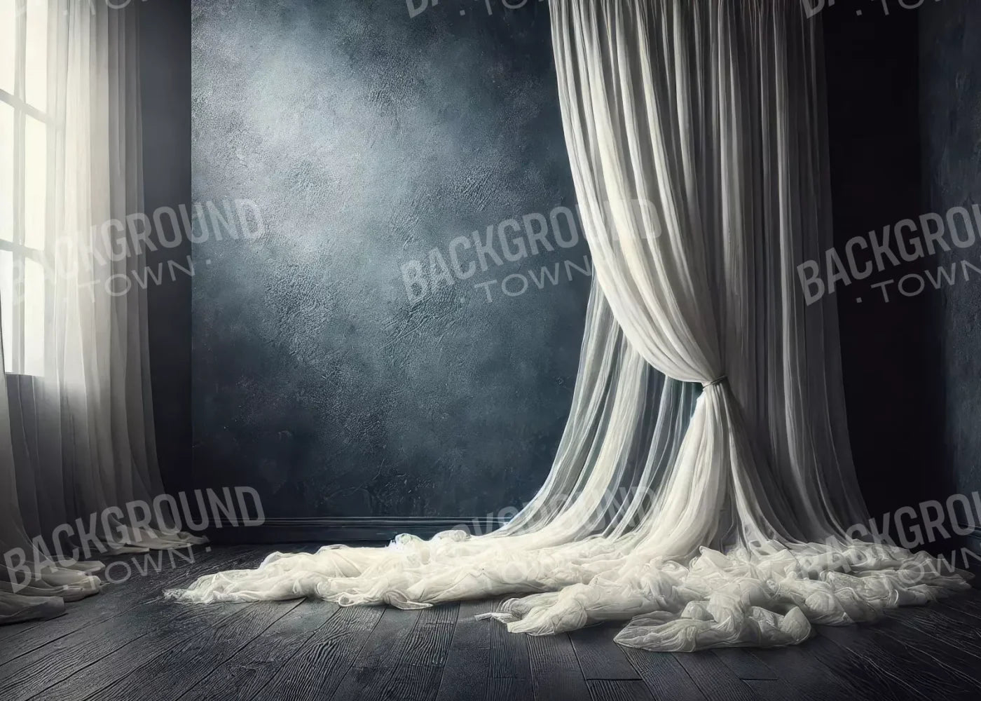 Amora Blue Curtain Wall I 7’X5’ Ultracloth (84 X 60 Inch) Backdrop