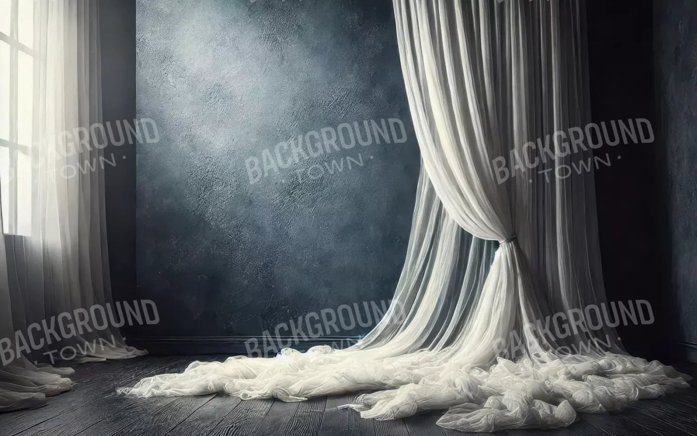 Amora Blue Curtain Wall I 8’X5’ Ultracloth (96 X 60 Inch) Backdrop