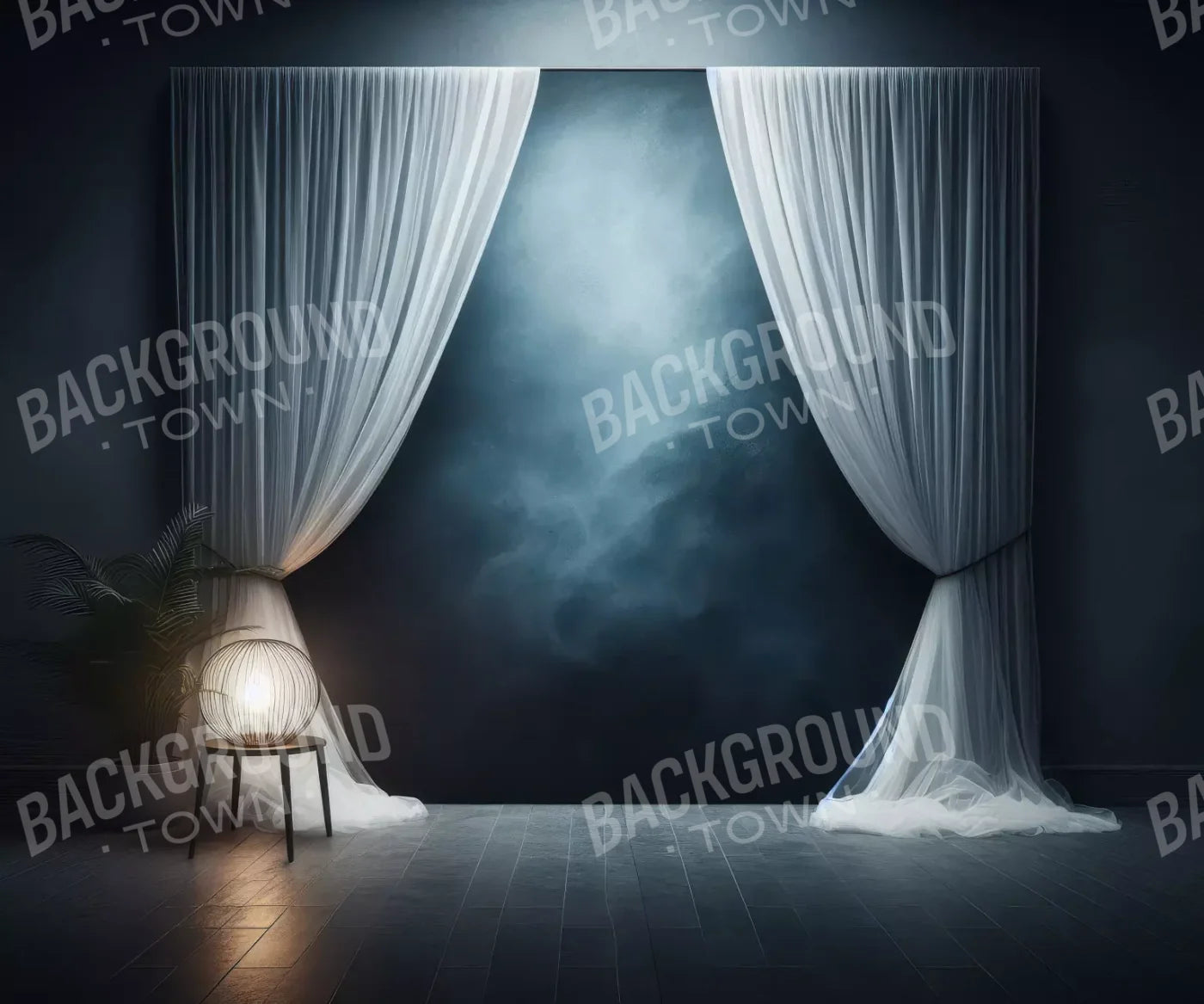 Amora Blue Curtain Wall 5’X4’2 Fleece (60 X 50 Inch) Backdrop