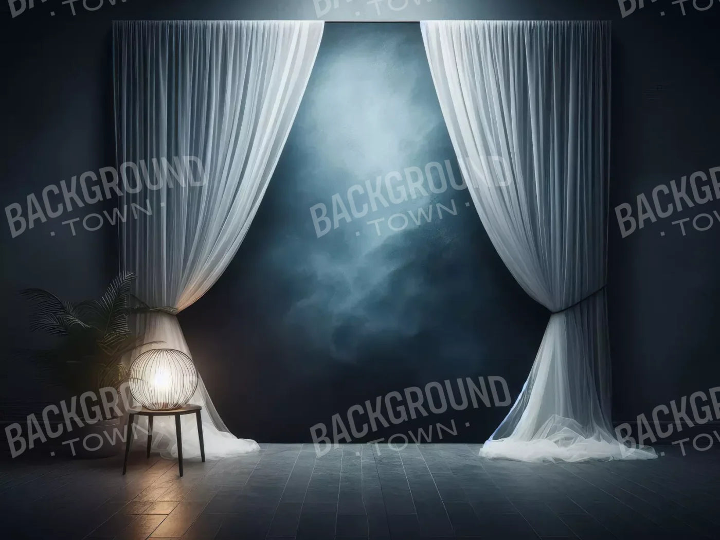 Amora Blue Curtain Wall 6’8X5’ Fleece (80 X 60 Inch) Backdrop