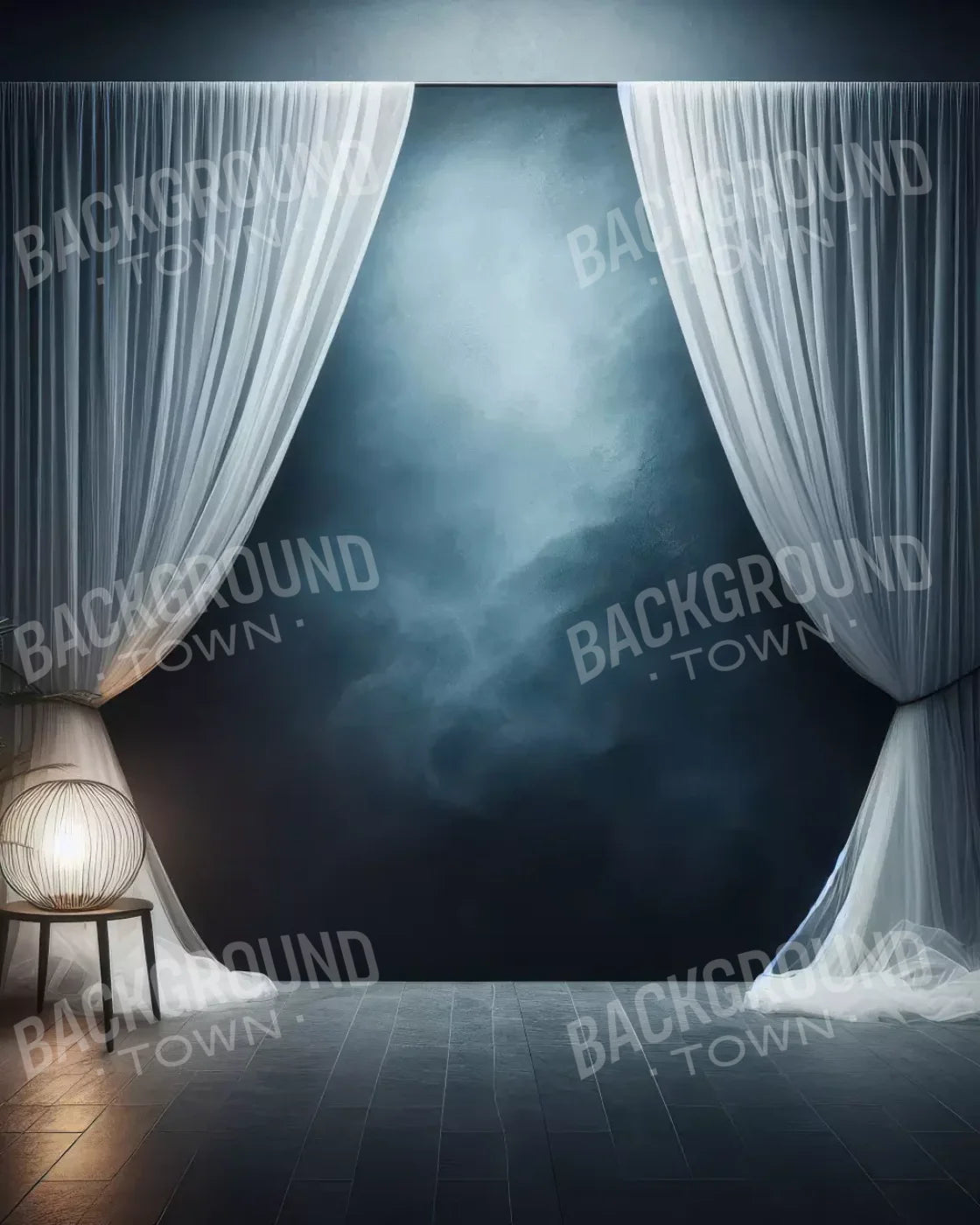 Amora Blue Curtain Wall 8’X10’ Fleece (96 X 120 Inch) Backdrop