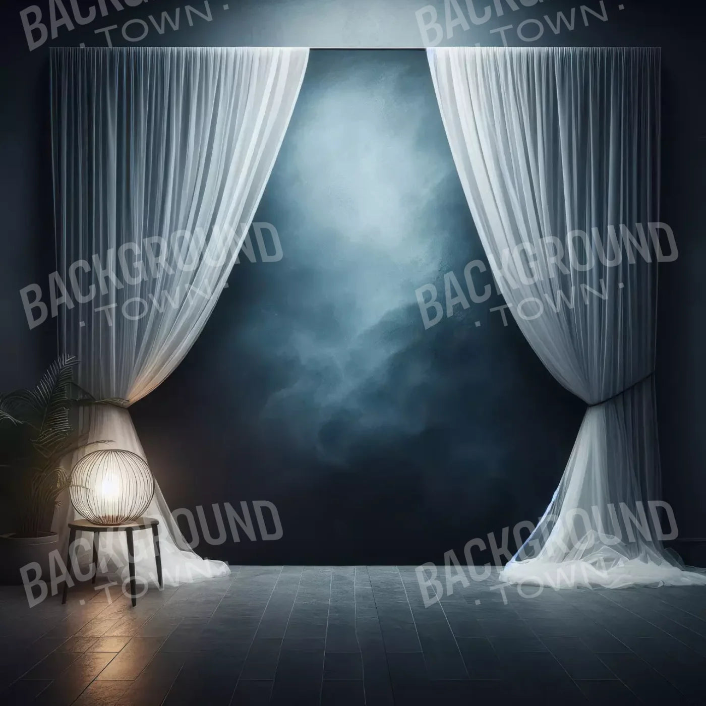 Amora Blue Curtain Wall 8’X8’ Fleece (96 X Inch) Backdrop