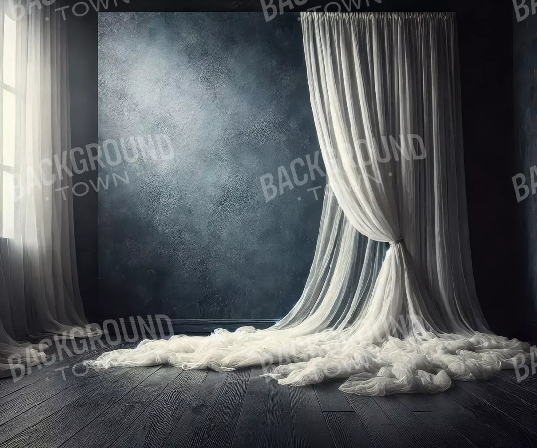 Amora Blue Curtain Wall I 5’X4’2 Fleece (60 X 50 Inch) Backdrop