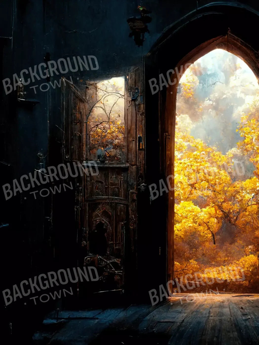 Ancient Autumn Doorway 6’X8’ Fleece (72 X 96 Inch) Backdrop