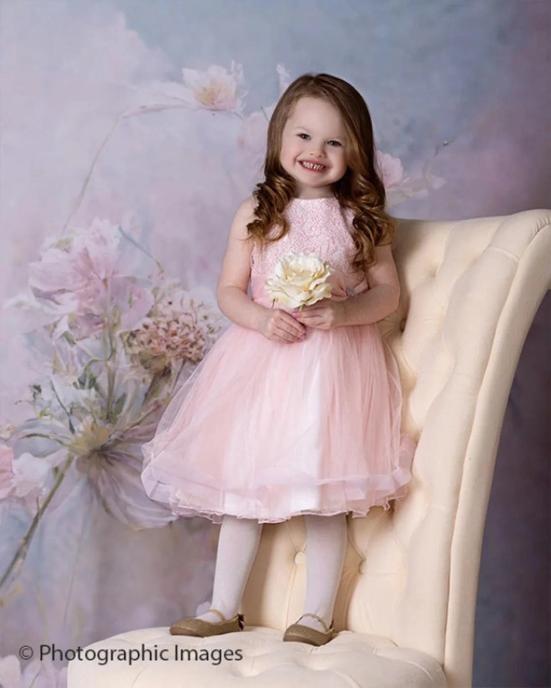 Beige Floral Backdrop for Photography