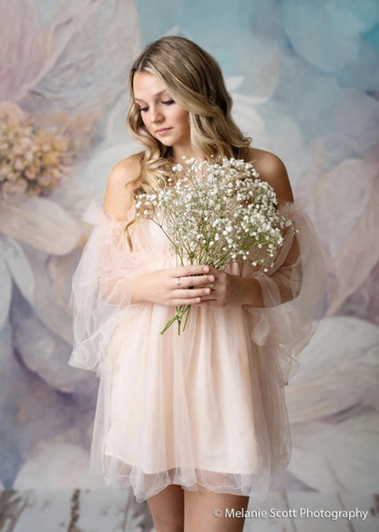 Beige Floral Backdrop for Photography