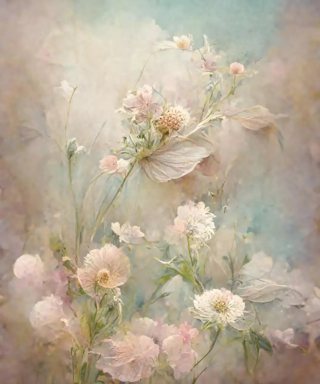 Beige Floral Backdrop for Photography