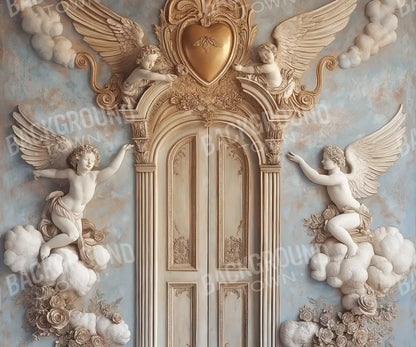 Angels And Cherubs With Door 12’X10’ Ultracloth (144 X 120 Inch) Backdrop