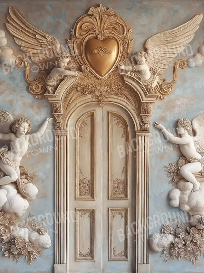 Angels And Cherubs With Door 5’X6’8 Fleece (60 X 80 Inch) Backdrop
