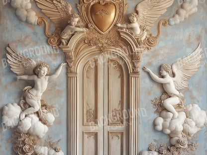 Angels And Cherubs With Door 6’8X5’ Fleece (80 X 60 Inch) Backdrop