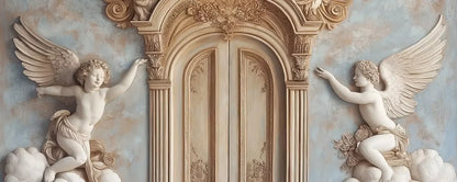 Angels And Cherubs With Door 20’X8’ Ultracloth (240 X 96 Inch) Backdrop
