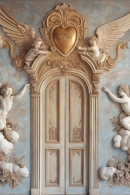 Angels And Cherubs With Door 8’X12’ Ultracloth (96 X 144 Inch) Backdrop