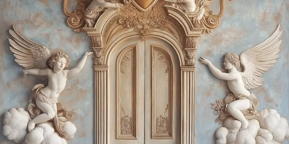 Angels And Cherubs With Door 16’X8’ Ultracloth (192 X 96 Inch) Backdrop