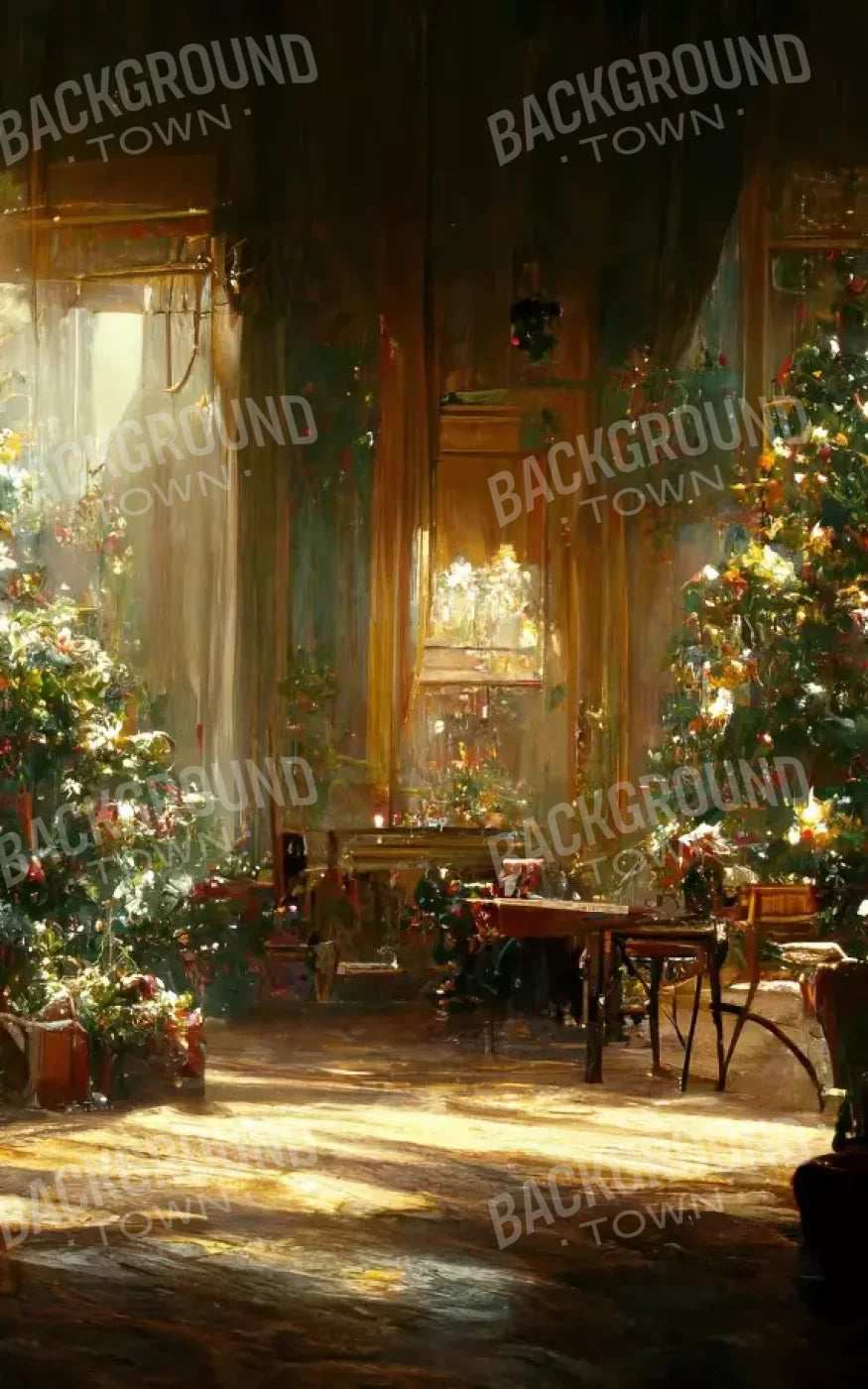 Antique Christmas Livingroom 10’X16’ Ultracloth (120 X 192 Inch) Backdrop