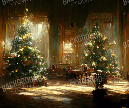 Antique Christmas Livingroom 12’X10’ Ultracloth (144 X 120 Inch) Backdrop