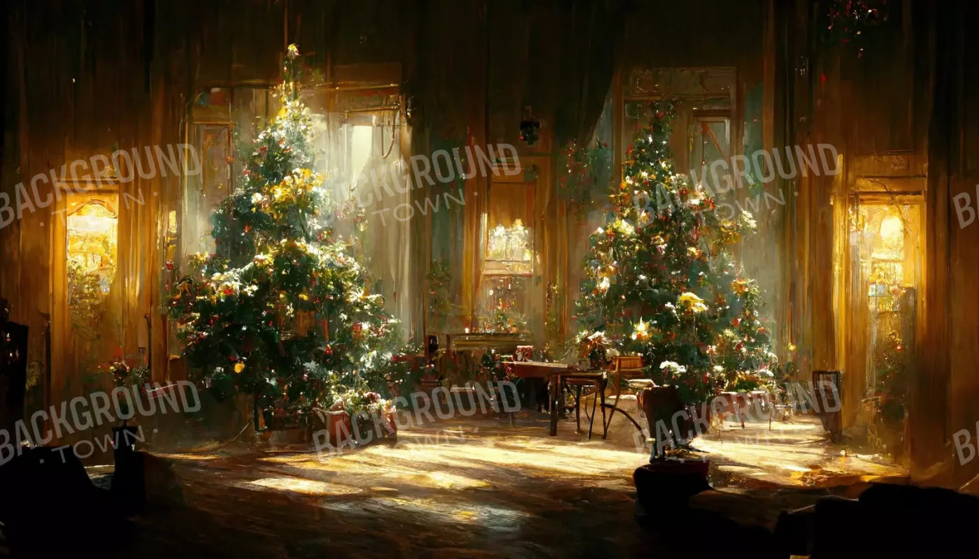Antique Christmas Livingroom 14’X8’ Ultracloth (168 X 96 Inch) Backdrop
