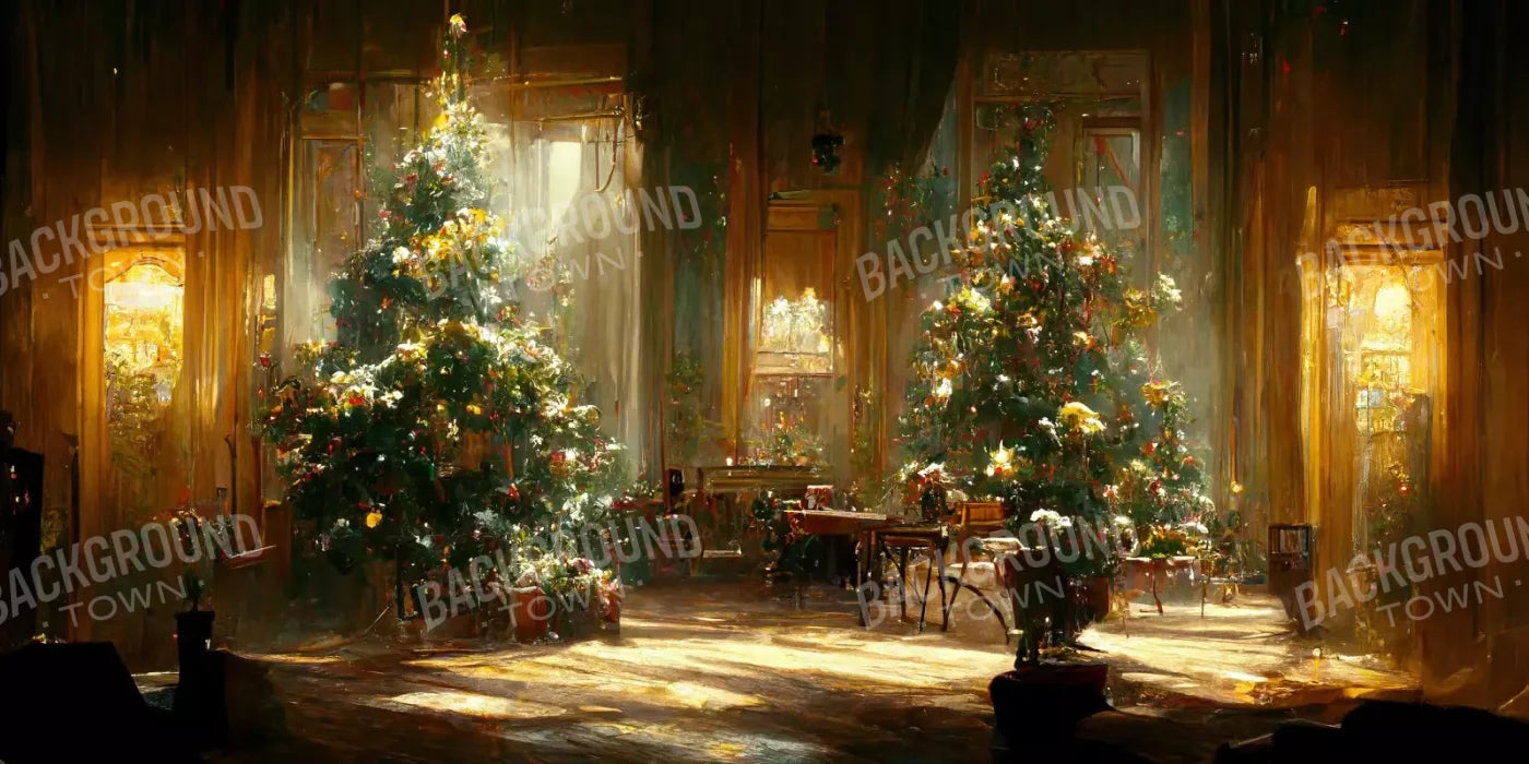 Antique Christmas Livingroom 16’X8’ Ultracloth (192 X 96 Inch) Backdrop