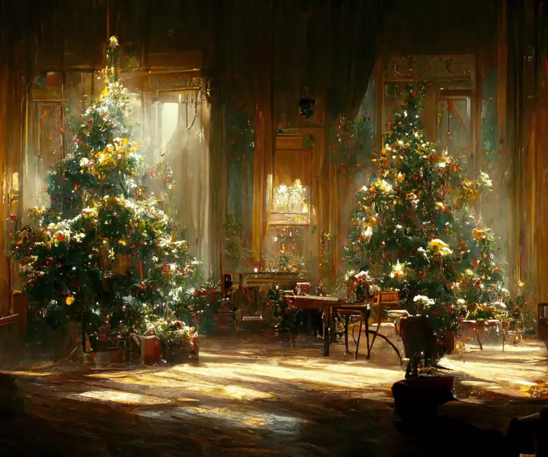Antique Christmas Livingroom 5’X4’2 Fleece (60 X 50 Inch) Backdrop
