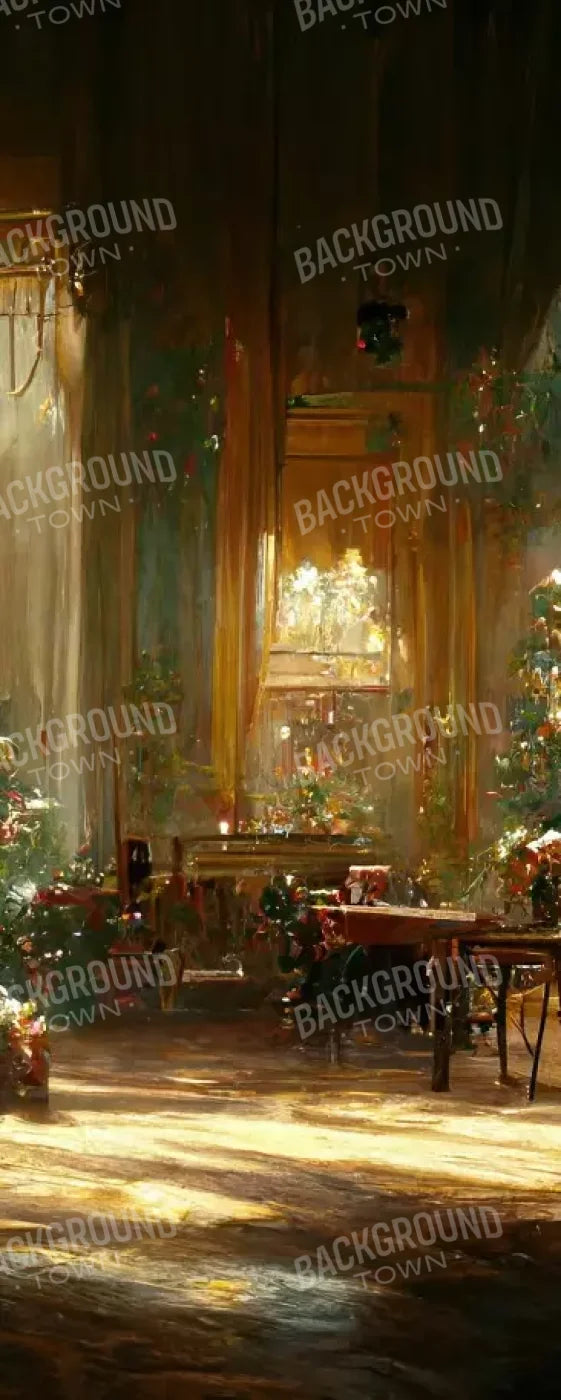 Antique Christmas Livingroom 8’X20’ Ultracloth (96 X 240 Inch) Backdrop