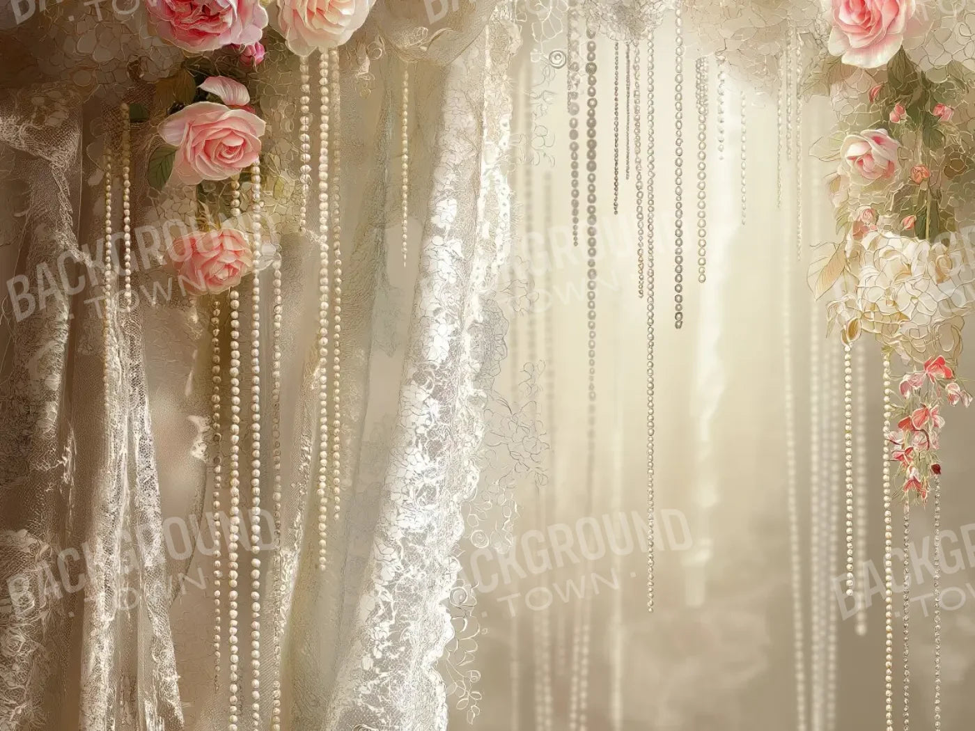 Antique Lace And Pearls 2 8’x6’ Fleece (96 x 72 inch) Backdrop