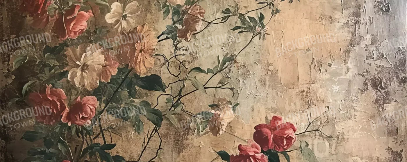 Antique Painted Wall Flowers 20’X8’ Ultracloth (240 X 96 Inch) Backdrop
