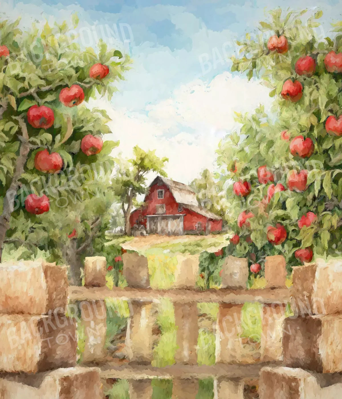 Apple Farm Afternoon 10X12 Ultracloth ( 120 X 144 Inch ) Backdrop