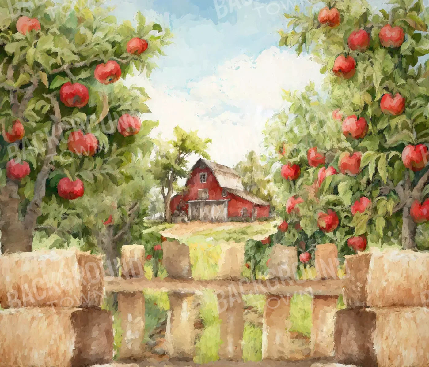 Apple Farm Afternoon 12X10 Ultracloth ( 144 X 120 Inch ) Backdrop